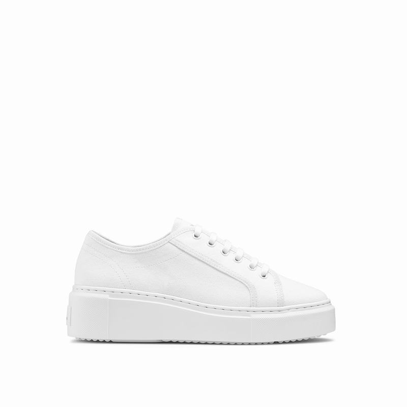 Russell & Bromley High Bar Lace Up Flatform Sneakers Women's White [VIS9079VZ]